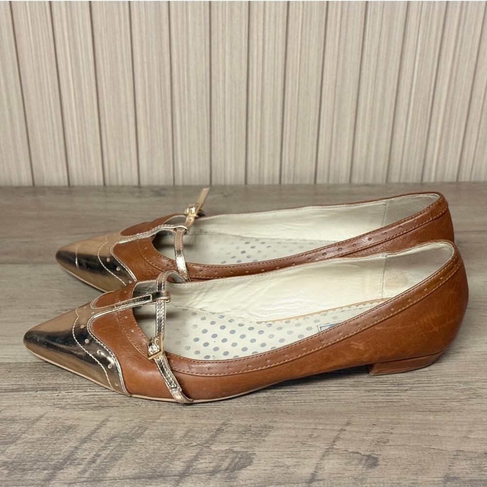 Boden Women’s Pointed-Toe Flats Brown Gold Metallic Size 40 EU / 9 US - Picture 3 of 9